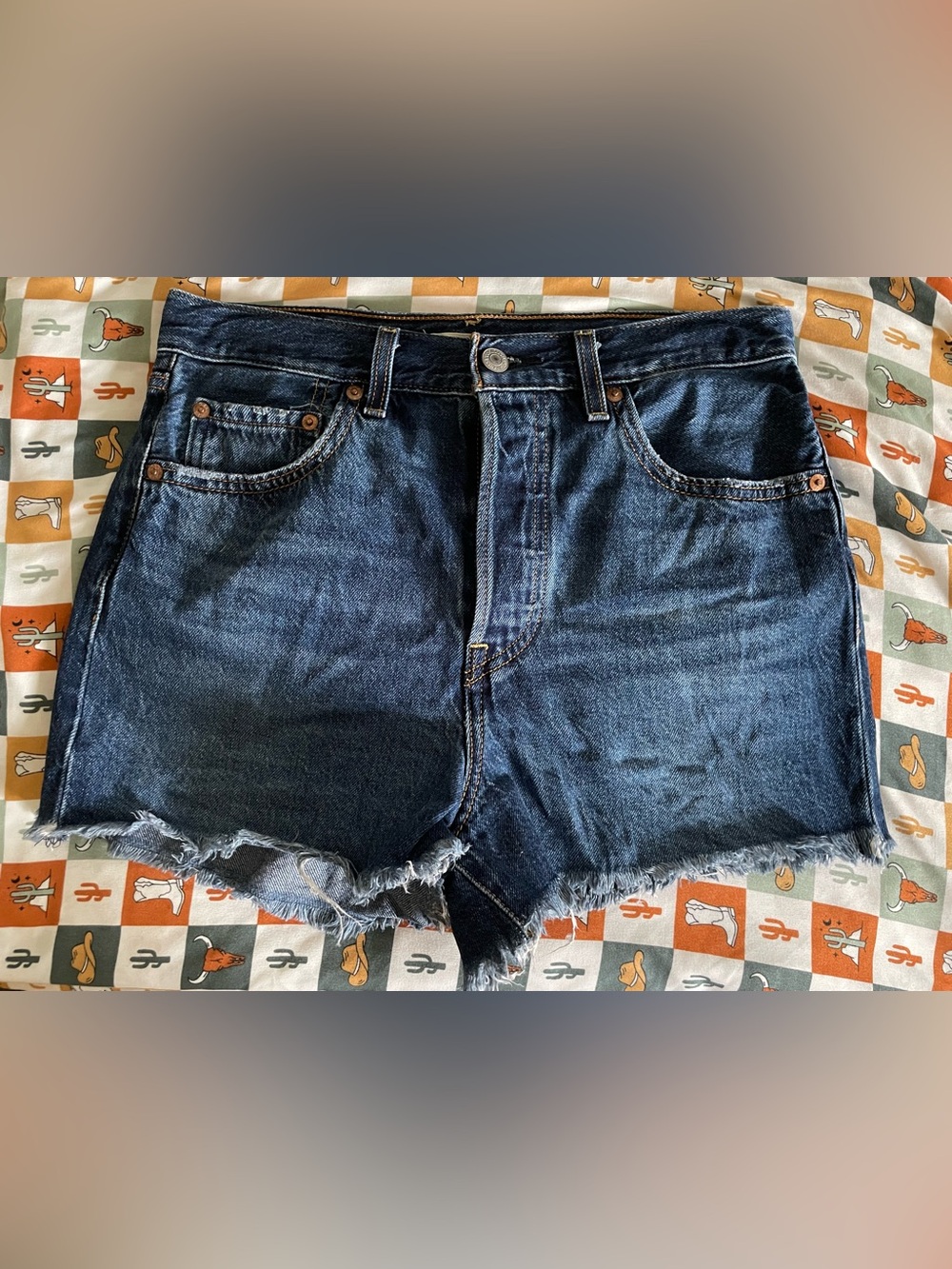 Levi's Dark Blue Denim Cutoff Shorts